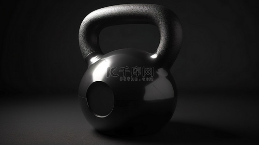 重量训练必不可少的 3d 渲染光滑的黑色壶铃