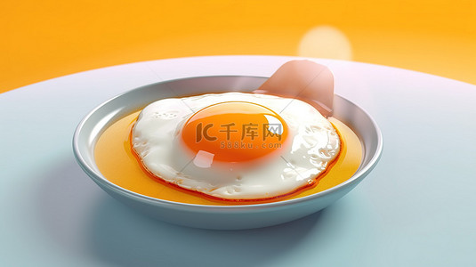 3D 渲染的加密货币风格的单面早餐，加蛋黄