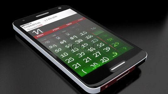 3d 智能手机界面上显示的时间和日期