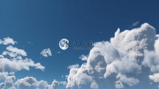 云朵分割线插画背景图片_月亮天空星系厚云层