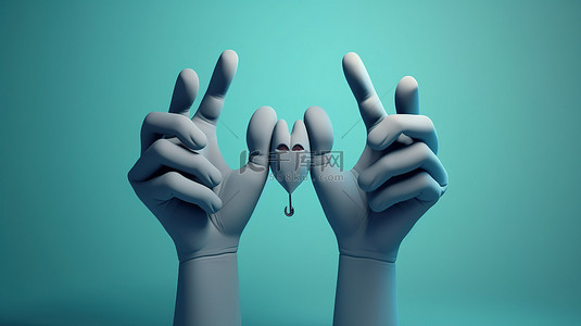 手情侣背景图片_用 3d 卡通手握紧手心，手指形成爱的手势，创造一颗心