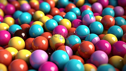 彩色背景上充满活力的球体 3D 数字艺术