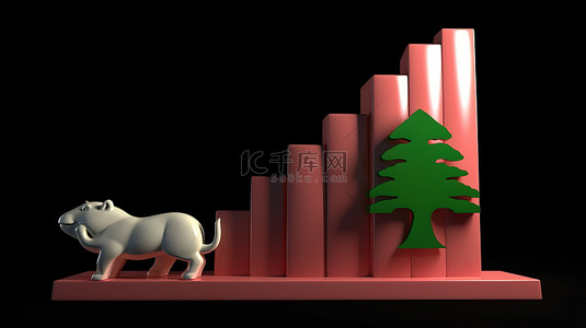 黎巴嫩的经济增长反映在 3d 存钱罐渲染中