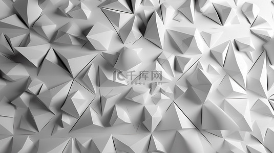 三角形图案抽象背景的白色 3D 渲染