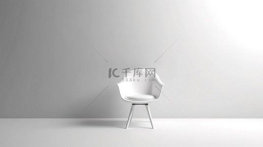 简约时尚家居背景背景图片_时尚的 3D 渲染白色椅子在空旷的简约背景下