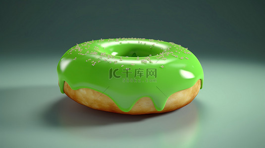 绿色卡通甜甜圈 3d 渲染对象