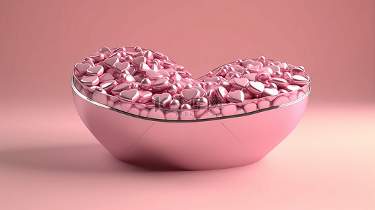 粉色的心形背景图片_心形粉红色物体的 3d 渲染