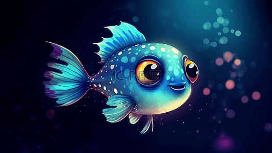 动物世界卡通动物背景图片_海底小鱼蓝色背景
