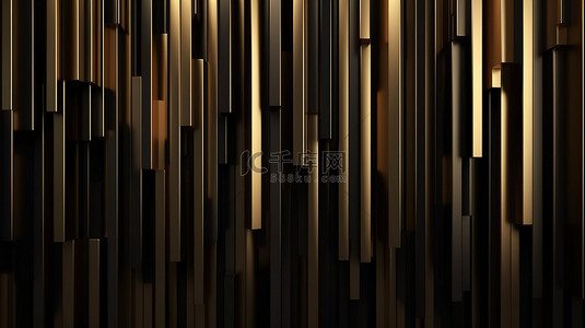抽象3d线条背景图片_灰色背景点缀在 3D 渲染中的现代奢华金色竖条图案