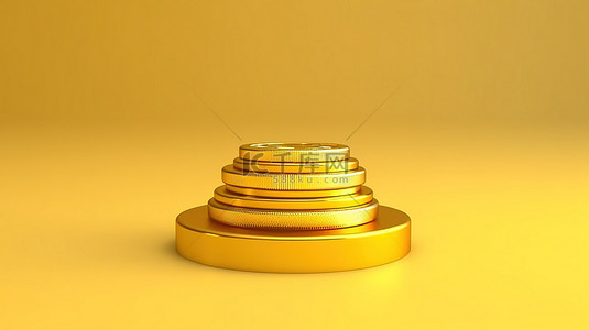 金色讲台上闪亮的黄金硬币符号图标