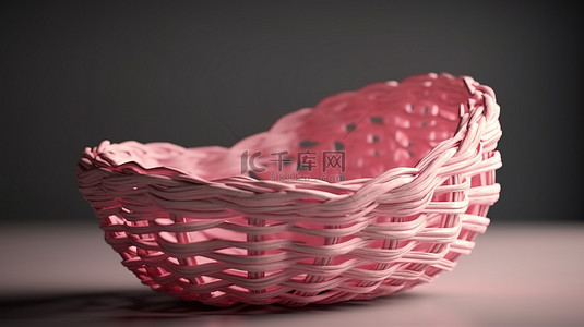 心云背景图片_情人节 3d 渲染一颗粉红色的心依偎在柳条篮子里