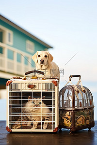 小型起重机背景图片_Elysian 犬舍有两个用于小型猫或狗的狗笼