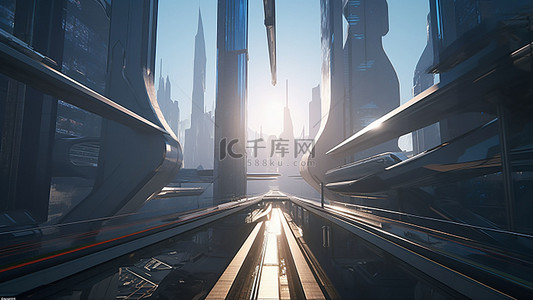 科幻城市背景图片_游戏城市白天