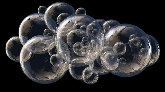3d 渲染中的孤立抽象透明肥皂泡