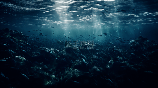 蓝色深海背景图片_深海海底海平面广告背景