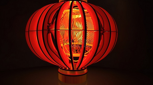 红背景2022背景图片_中国新年灯笼 3D 渲染与节日装饰