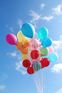 蓝色的天空充满了五颜六色的气球