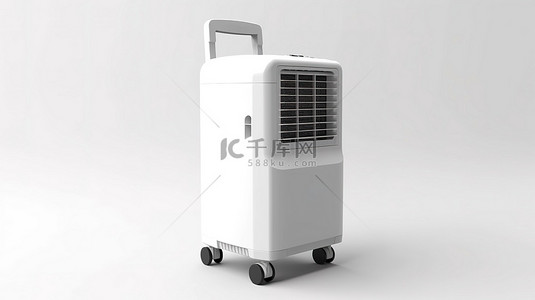 空气降温背景图片_白色背景下便携式移动房间空调的 3D 渲染