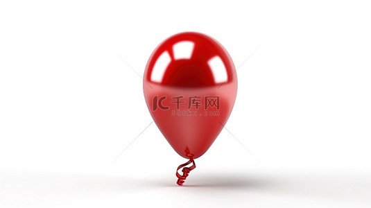 框架丝带红背景图片_令人惊叹的红色氦气球隔离在 3D 渲染的白色背景上
