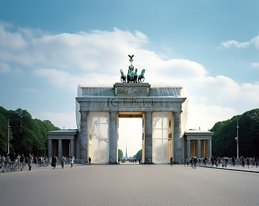 柏林背景图片_勃兰登堡门 柏林 正面立面图
