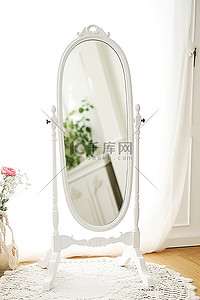梳妆镜背景图片_大型现代卧室白色立式梳妆镜 6x3 英寸