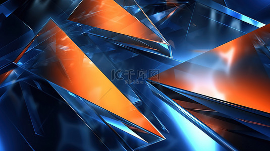 科技橙色背景图片_三边未来壁纸动态橙色和蓝色抽象背景与现代数字设计和 3D 渲染
