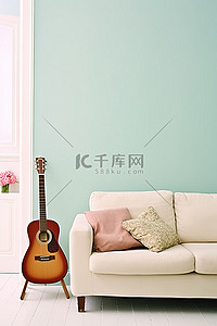 照片背景图片_客厅里有吉他的照片