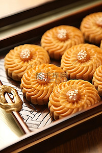 烤盘上的中国香港甜饼干的图像