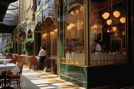 意大利街道背景图片_一家有玻璃幕墙的餐厅