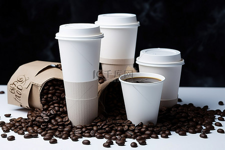 咖啡机和咖啡豆背景图片_咖啡杯咖啡研磨机和咖啡豆