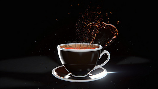 漂亮茶具背景图片_咖啡杯子液体黑色