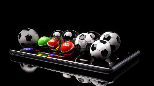 3D 智能手机上的运动球和投注现场概念