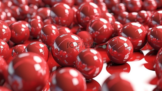 闪亮红球落下的彩色时尚 3D 插画设计