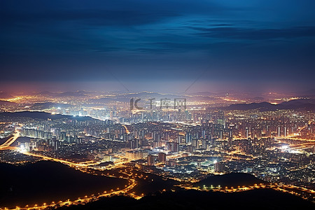 看山背景图片_从山顶看城市夜景