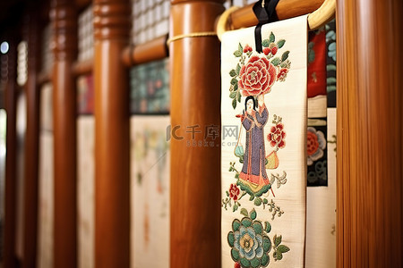 刺绣文化背景图片_韩国传统墙壁装饰