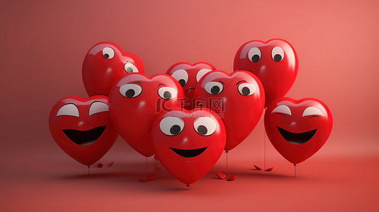 爱的主题背景图片_利用 3D 渲染的心图释的情人节主题设计
