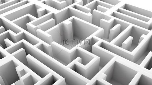 道路迷宫背景图片_剪切路径包括隔离的白色 3D 迷宫