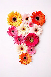 拼色字母背景图片_白色的背景和粉色和橙色的花朵拼出快乐