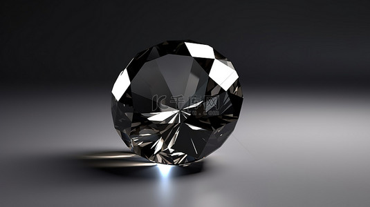 令人惊叹的圆形黑钻石宝石的 3D 渲染