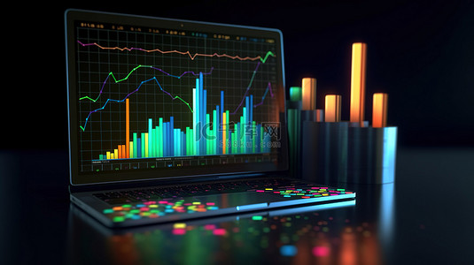 数据图表可视化背景图片_业务数据分析可视化 SEO 营销和流量研究计算机 3D 渲染概念的增长