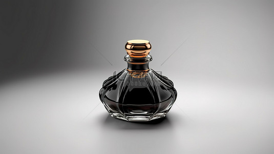 黑色香水瓶模型的 3D 插图