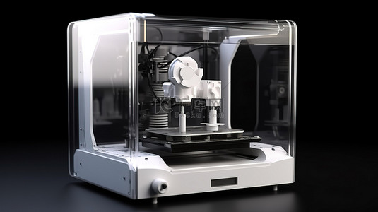 以 X 射线样式渲染的 3D 打印机中的喷射器喷嘴