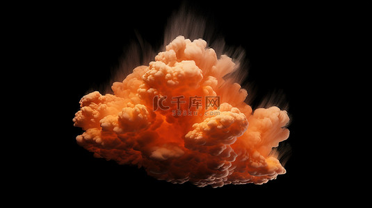黄红背景背景图片_黑色背景上的孤独橙色云 3D 渲染的孤立地层图像