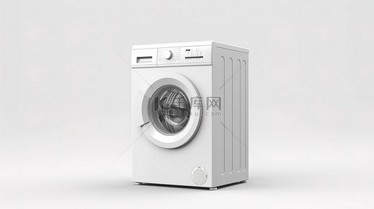 机器性能背景图片_白色设置的现代洗衣设备 3D 插图