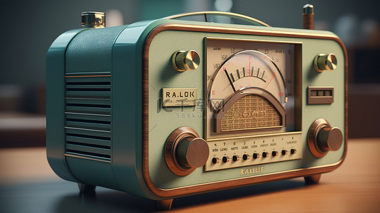 老式扬声器背景图片_3D 渲染中的老式收音机设计