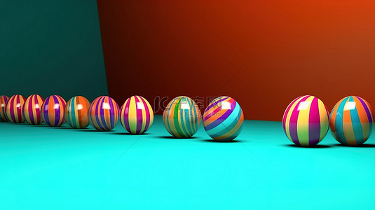 彩线彩绘复活节彩蛋装饰横幅，带有 3D 插图和复制空间