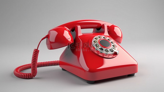 座机来电背景图片_3D 渲染中的孤立电话图标，带有被拒绝来电的红色电话图标的插图