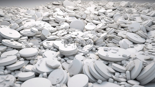 抽象封面或横幅设计碎石散落在白色背景上的圆圈中 3D 渲染