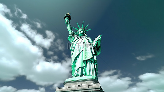 美国纪念碑背景图片_3d 中的自由女神像令人惊叹的演绎
