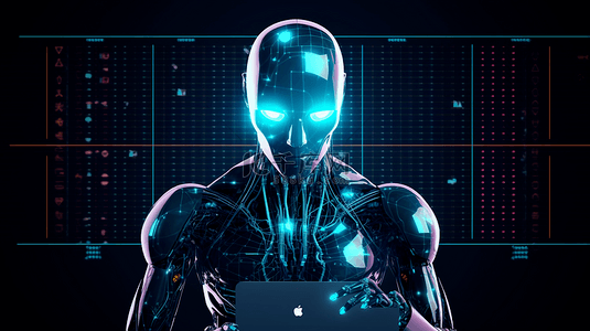 蓝色科技感背景图片_智能机器人装饰插画